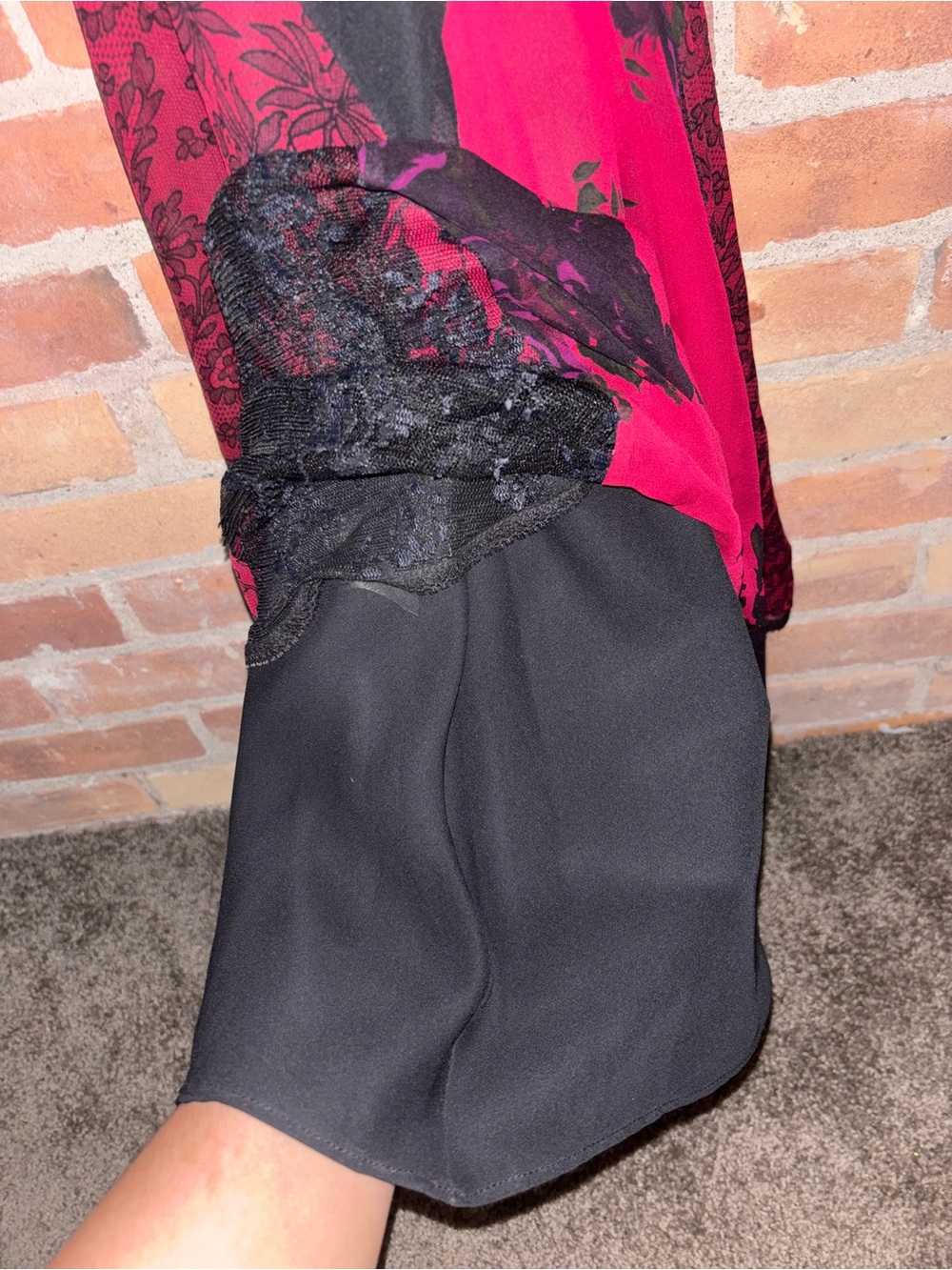 Rare 90s Vintage Betsy Johnson Silk Rose Red and Black Dress Brand New - Picture 6 of 6